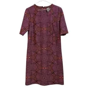 Robe Scuba Abstract Taylor Taille 10 - Rouge Cerise/Crimson - Coupe Shift - Neuve Avec Étiquettes